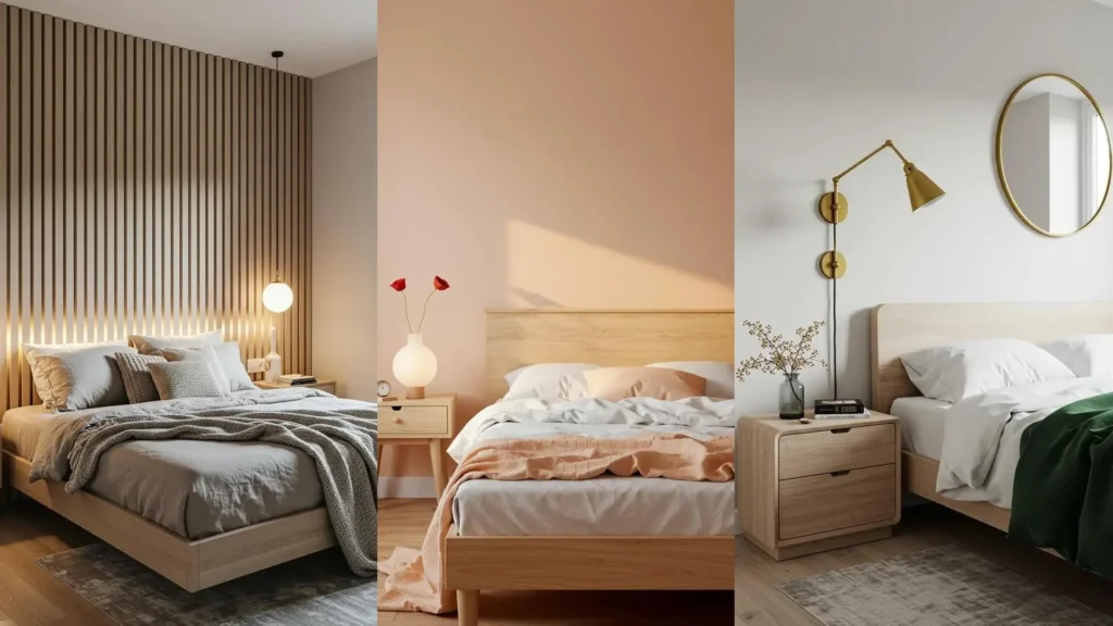 Romantic Scandinavian bedrooms showcasing light-filled spaces with pale wood beds and cozy textiles.